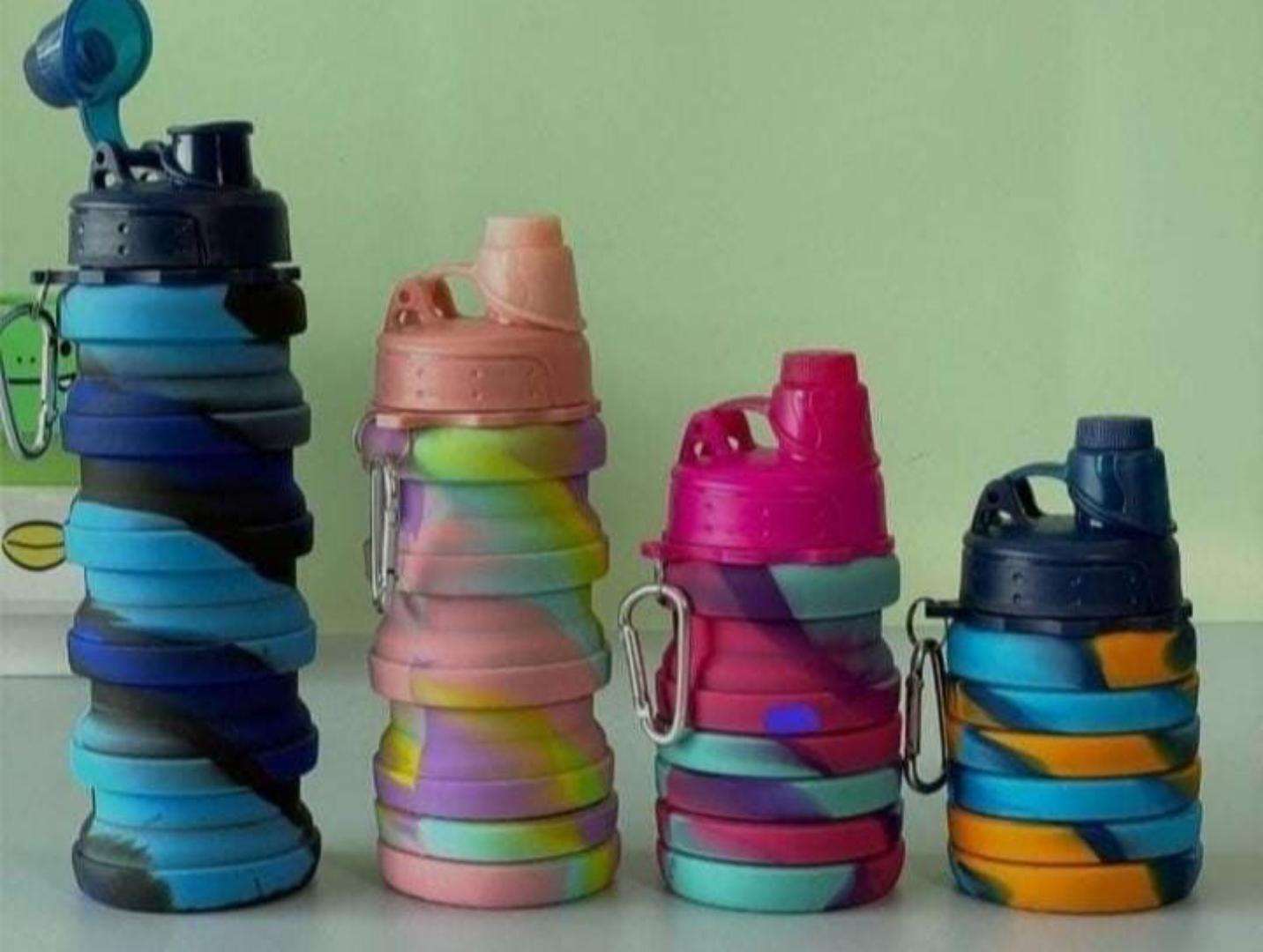 Silicon Water Bottle , Collapsible Water Bottle- BPA Free Silicone Foldable Water Bottle For Travel,Silicone Portable Leak-Proof Travel Water Bottle