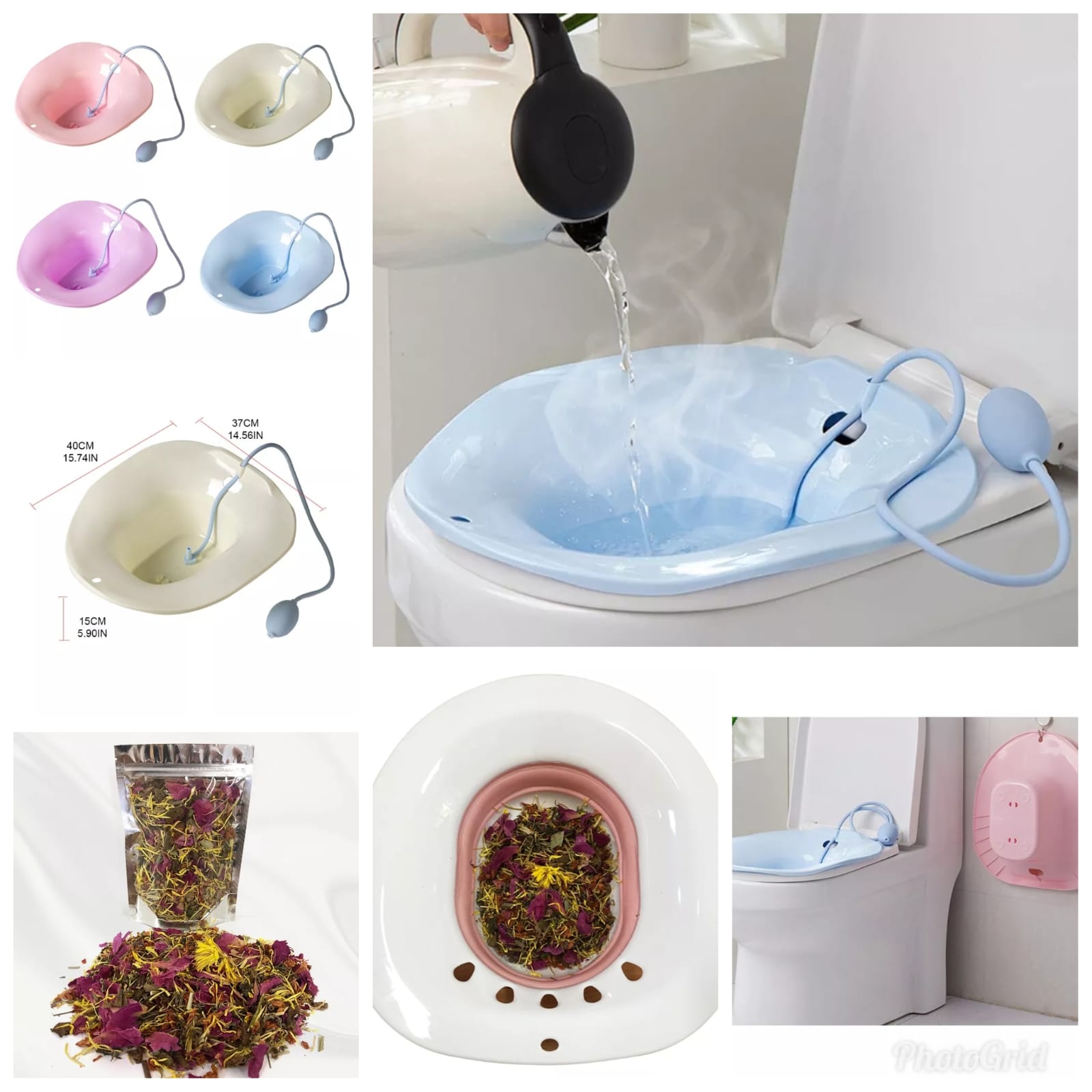 Sitz Bath for Toilet Seat Postpartum and Hemorrhoids Care - Yoni Steam Seat - Foldable Basin for  Salt Soak - Portable Bidet BPA Free Temperature Resistant - Universal Fit