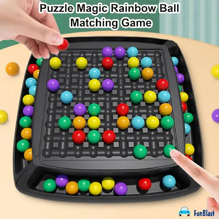FunBlast Rainbow Ball Chess Board Game for 2-4 Players, Game for Kids Puzzle Magic Rainbow Ball Matching Game 48 Pcs Ball (Multicolor)
