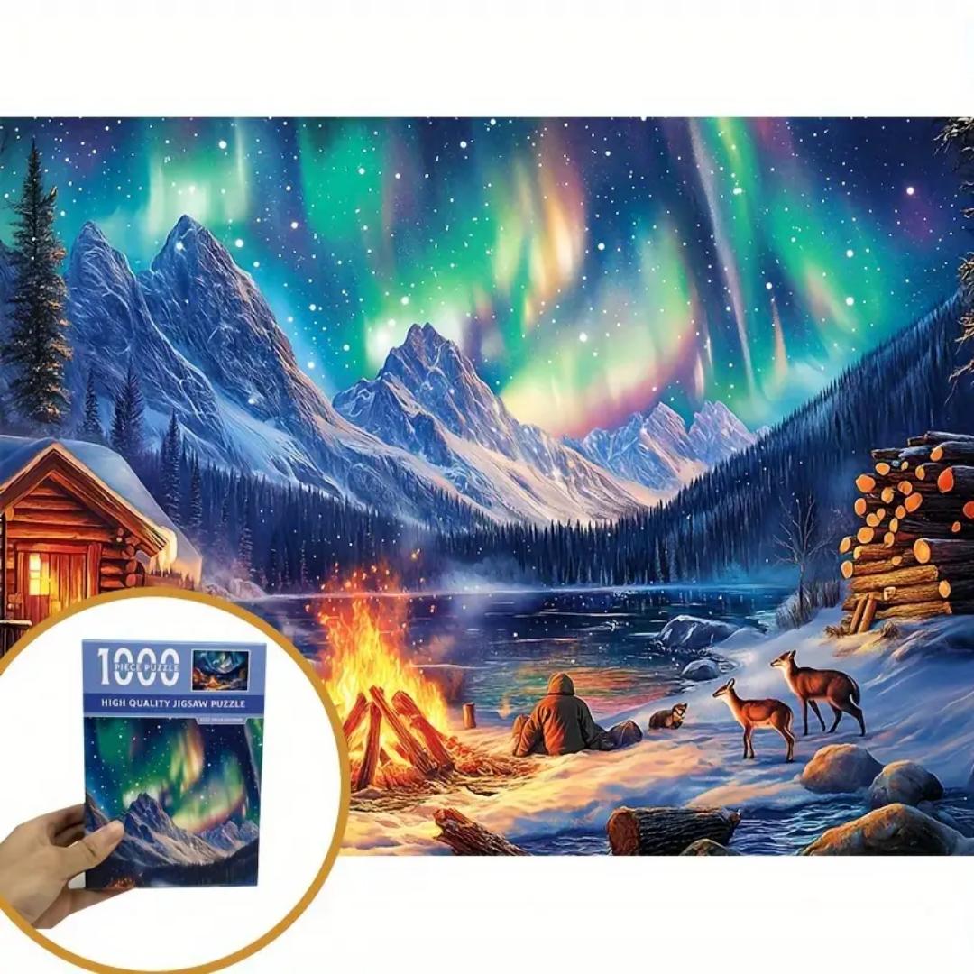 CONSIDER OUR AURORA BONFIRE JIGSAW PUZZLE WHICH GOT 1000 PIECES TO COMBINE  DESIGNED FOR ADULTS AND KIDS ESPECIALLY FAMILY