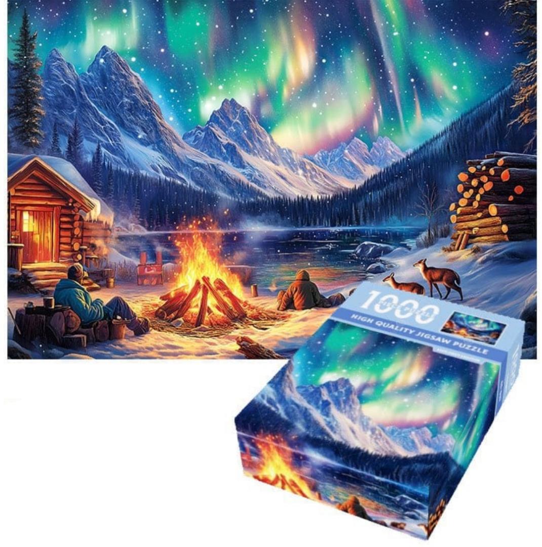 CONSIDER OUR AURORA BONFIRE JIGSAW PUZZLE WHICH GOT 1000 PIECES TO COMBINE  DESIGNED FOR ADULTS AND KIDS ESPECIALLY FAMILY