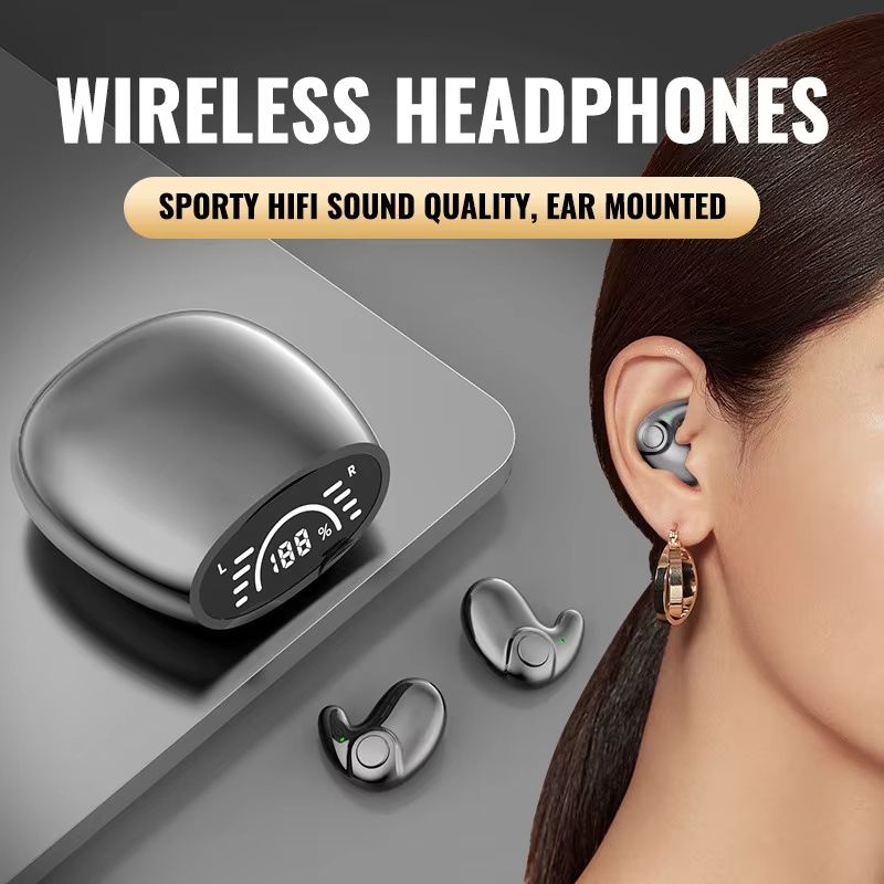 Bluetooth 5.3 Sleep Invisible Earbuds Tiny Mini Headphones Noise Cancelling TWS Wireless Headsets Sports Stereo Music Earphone
