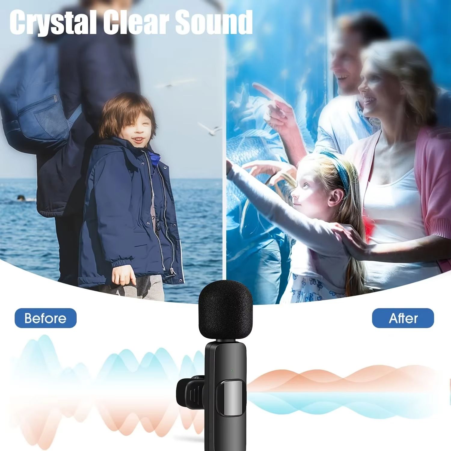 Wireless Lapel Microphone System Recording Voice Activated Lavalier MIC for Live Streaming Recording Video Conferences