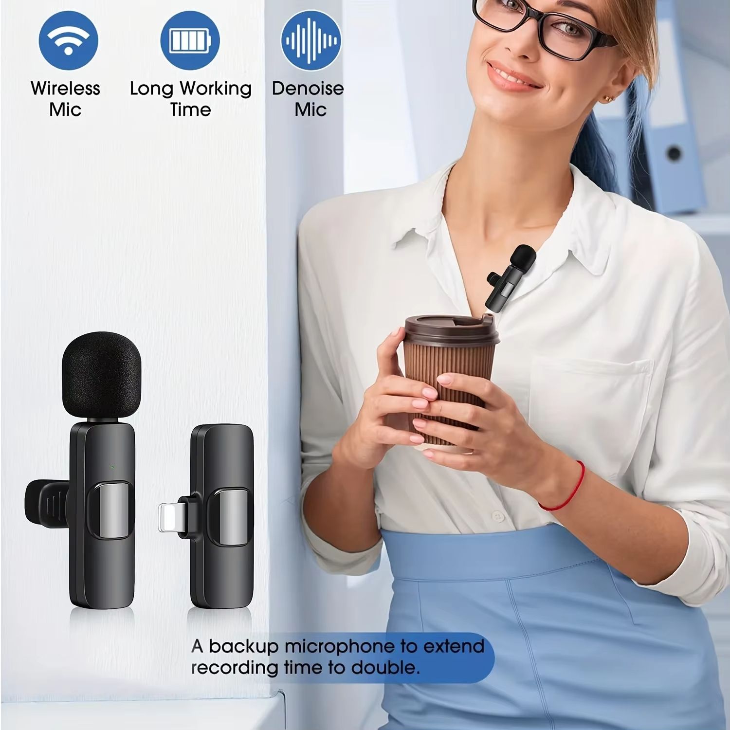 Wireless Lapel Microphone System Recording Voice Activated Lavalier MIC for Live Streaming Recording Video Conferences