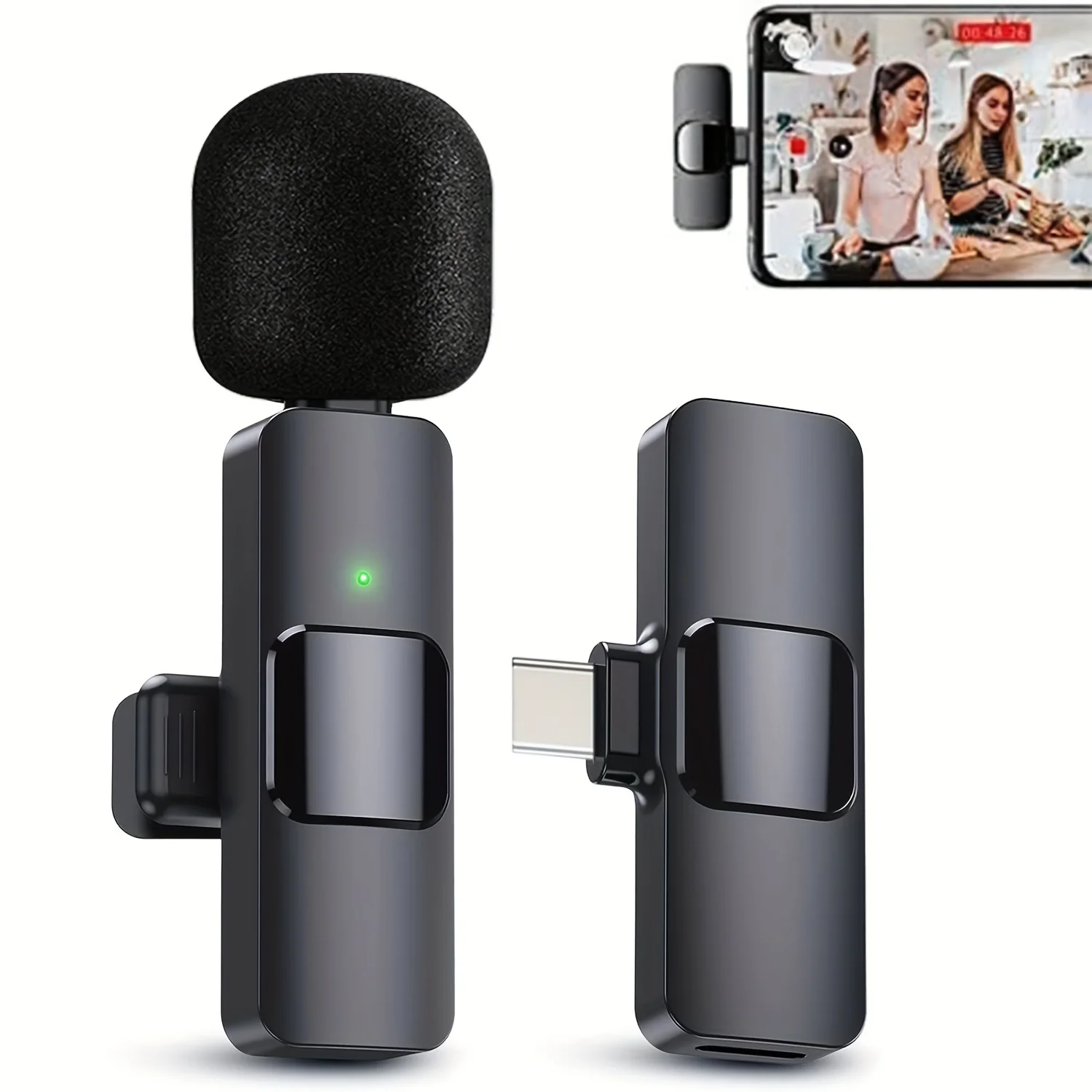 Wireless Lapel Microphone System Recording Voice Activated Lavalier MIC for Live Streaming Recording Video Conferences