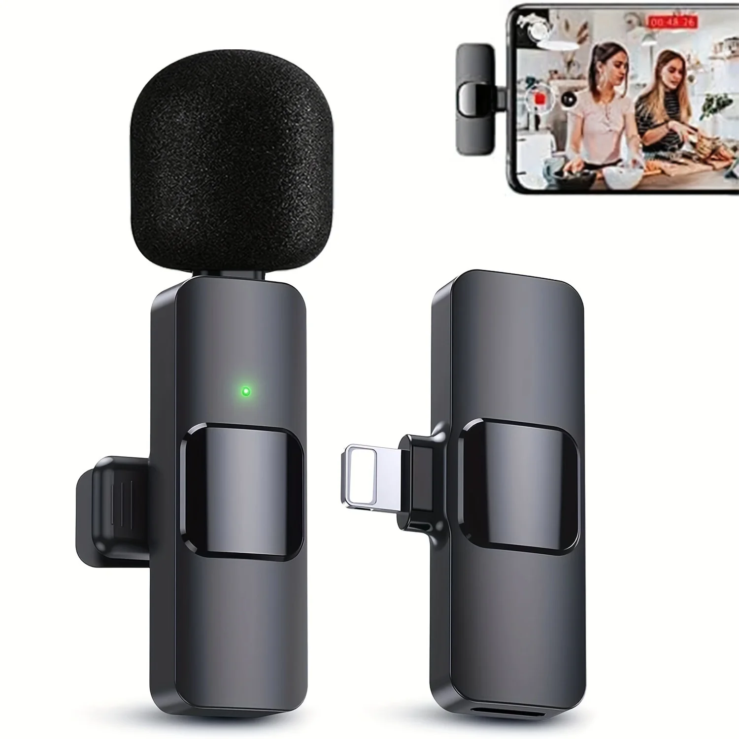 Wireless Lapel Microphone System Recording Voice Activated Lavalier MIC for Live Streaming Recording Video Conferences