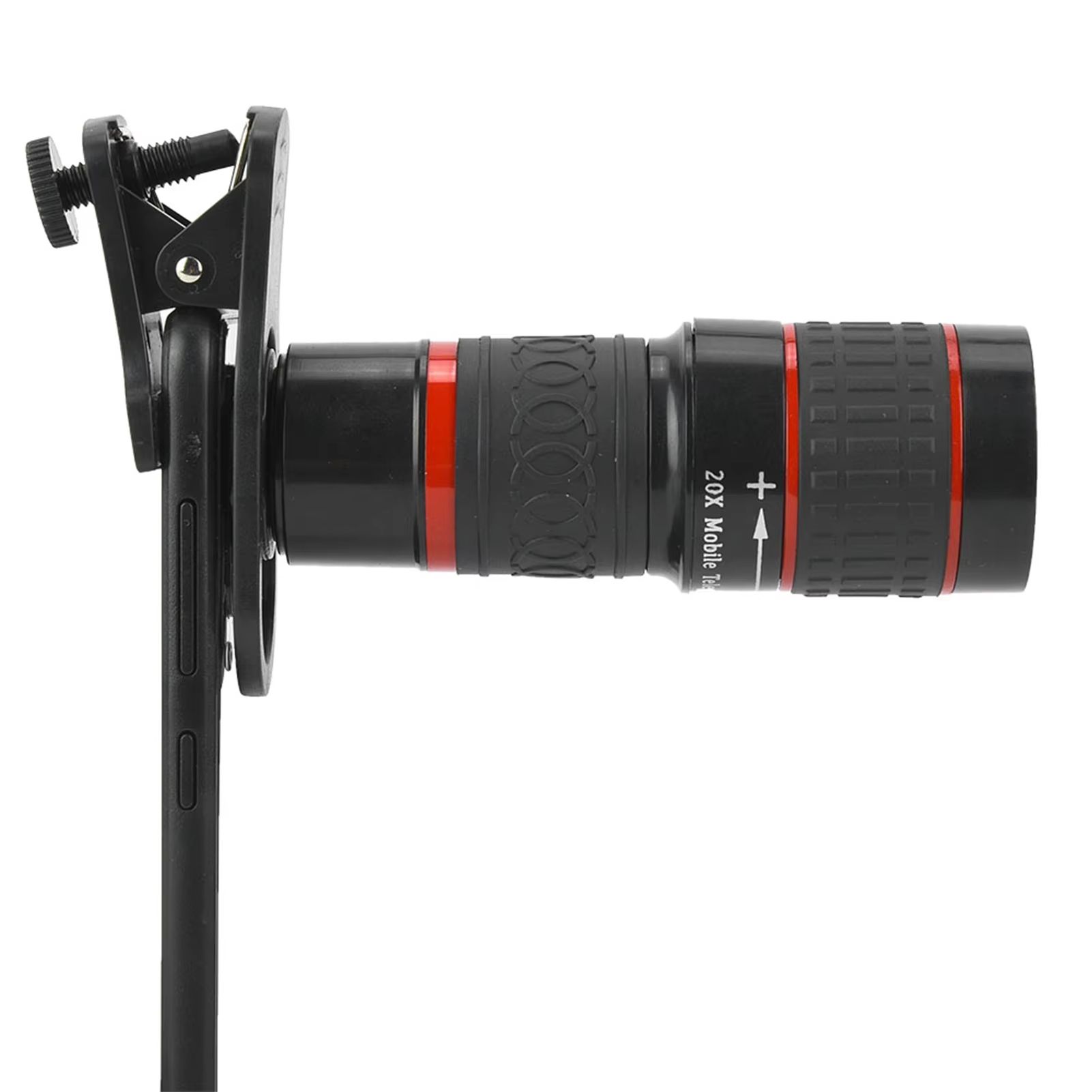 20X Long Focus Lens Long Focus Lens Telephoto Lens 20X Long Focus Zoom Telephoto Lens with Clip for Smart Phone Tablet PC Black