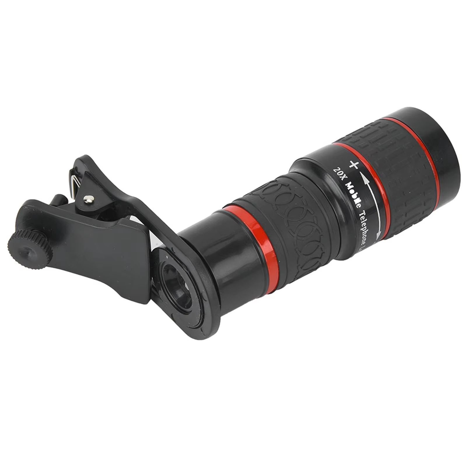 20X Long Focus Lens Long Focus Lens Telephoto Lens 20X Long Focus Zoom Telephoto Lens with Clip for Smart Phone Tablet PC Black