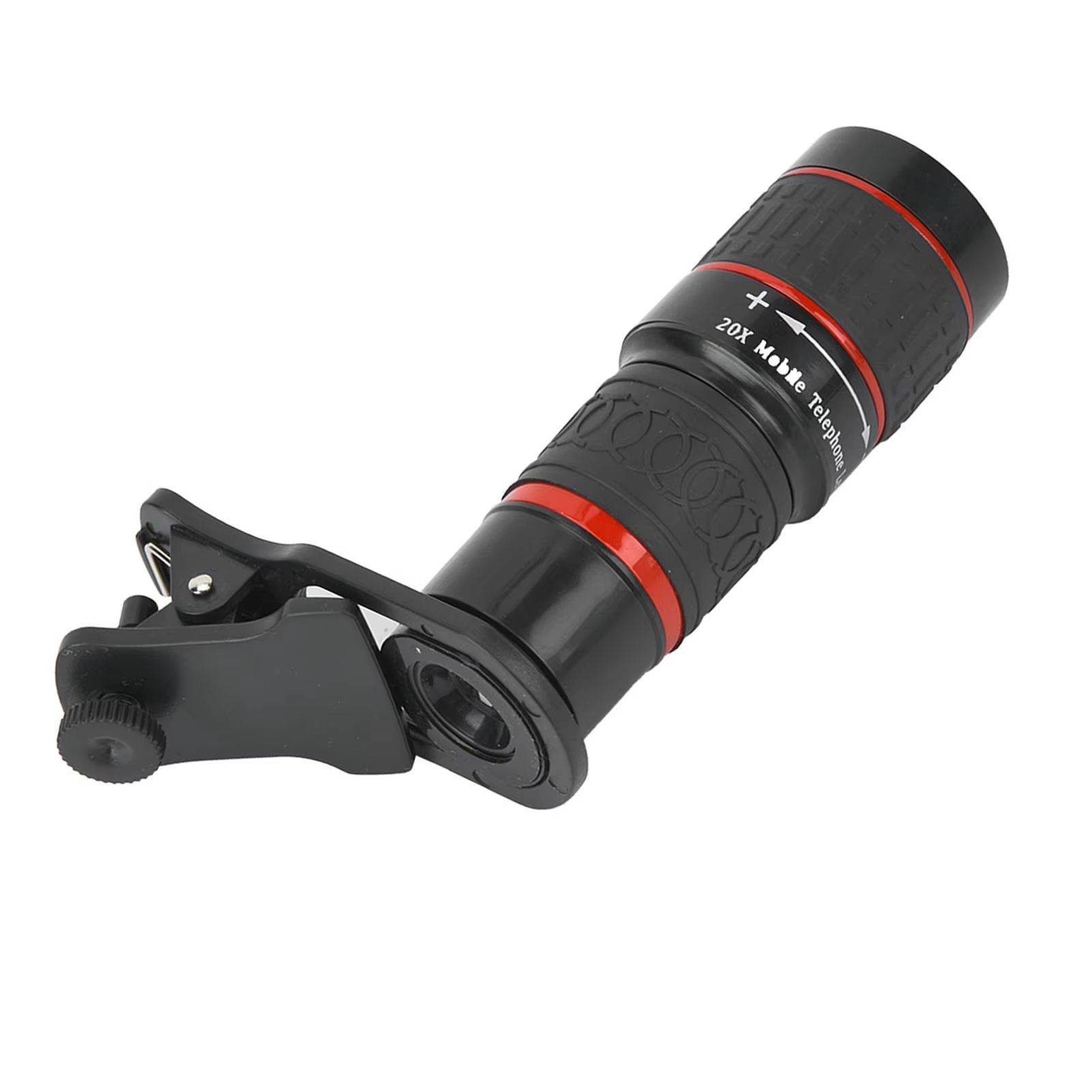 20X Long Focus Lens Long Focus Lens Telephoto Lens 20X Long Focus Zoom Telephoto Lens with Clip for Smart Phone Tablet PC Black