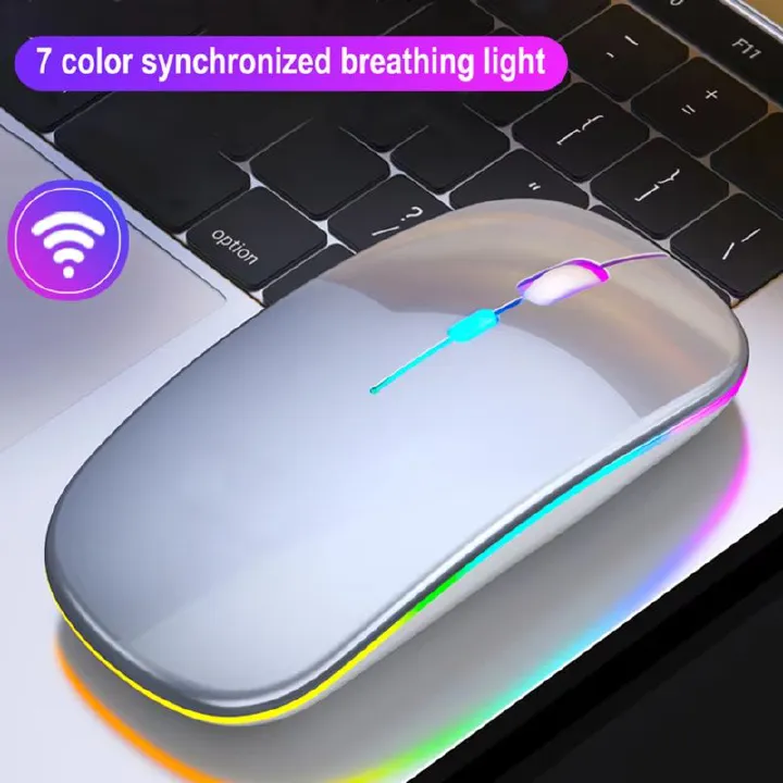Wireless Mouse Dual Mode Bluetooth-Compatible Mouse LED Rechargeable Laptop Mouse Portable Computer Mice for Laptop ipad Tablet