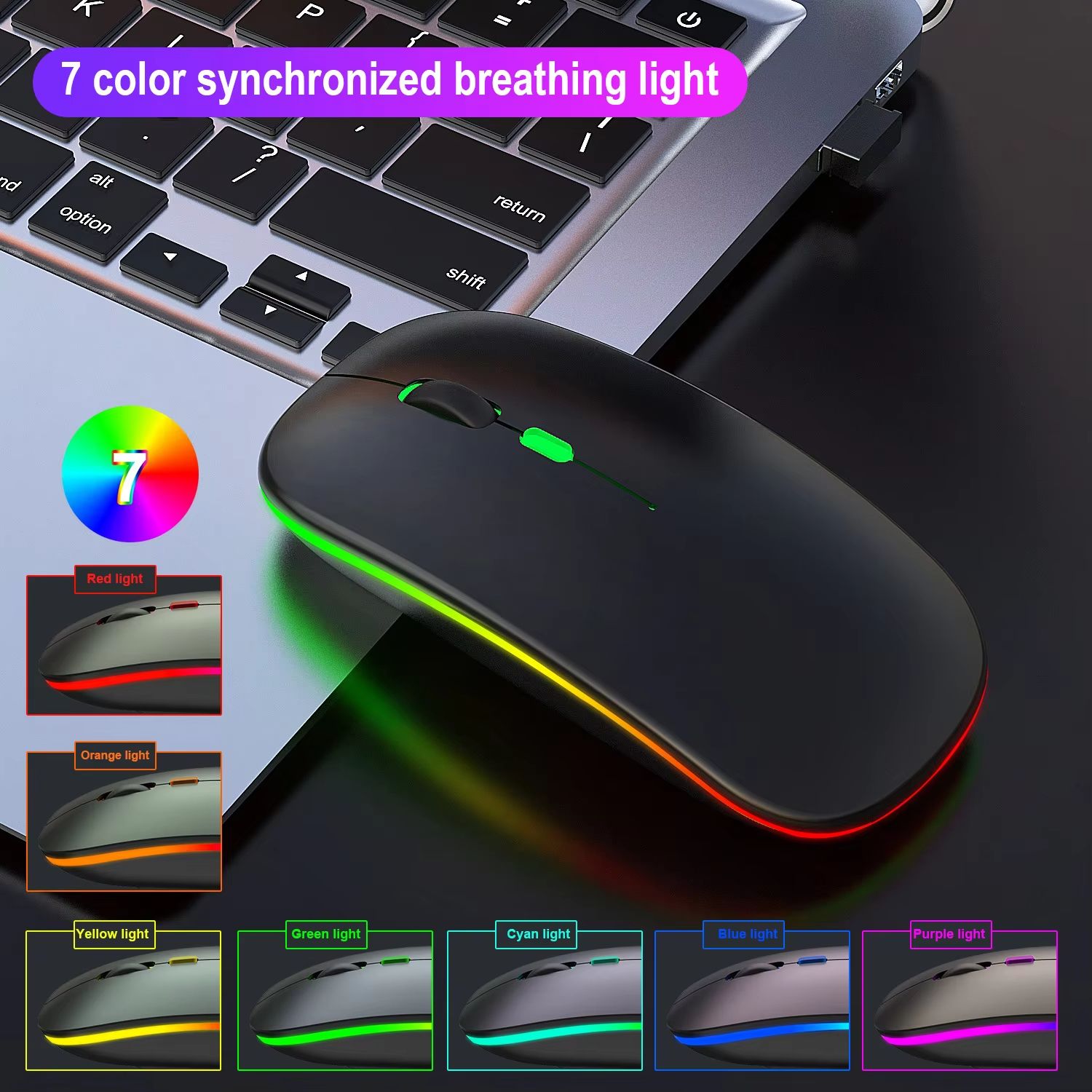 Wireless Mouse Dual Mode Bluetooth-Compatible Mouse LED Rechargeable Laptop Mouse Portable Computer Mice for Laptop ipad Tablet