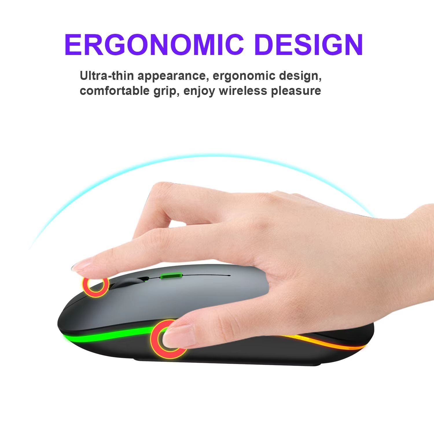 Wireless Mouse Dual Mode Bluetooth-Compatible Mouse LED Rechargeable Laptop Mouse Portable Computer Mice for Laptop ipad Tablet