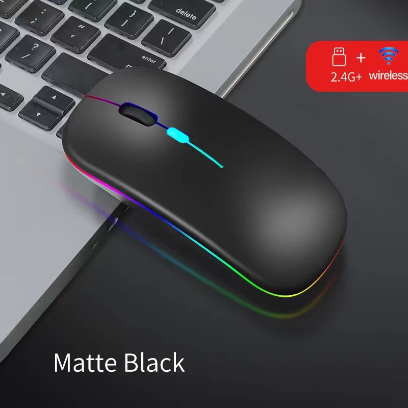 Wireless Mouse Dual Mode Bluetooth-Compatible Mouse LED Rechargeable Laptop Mouse Portable Computer Mice for Laptop ipad Tablet