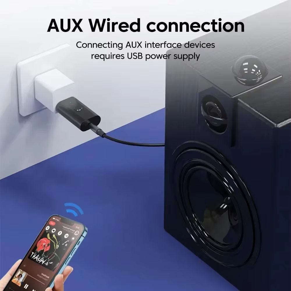 2025 Upgrade Bluetooth 5.3 Receiver Dual USB/AUX Adapter Plug And Play Car Music Bluetooth Music Transmitter for PC TV Car Home
