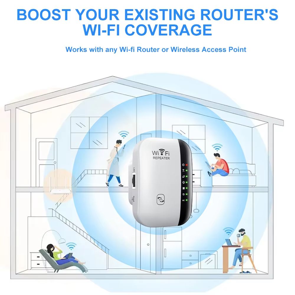300Mbps Wireless WiFi Repeater WiFi Extender Amplifier Booster Router 802.11N Long Range Router 7 Status Light WiFi Repeater