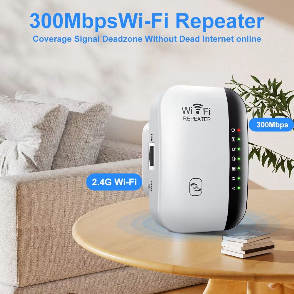 300Mbps Wireless WiFi Repeater WiFi Extender Amplifier Booster Router 802.11N Long Range Router 7 Status Light WiFi Repeater