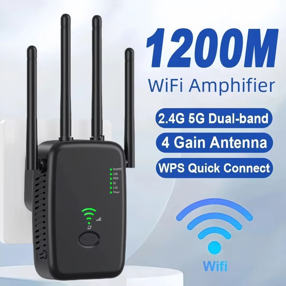 1200Mbps WiFi Repeater Wireless Extender WiFi Booster 5G 2.4G Dual-band Network Amplifier Long Range Signal WiFi Router Home