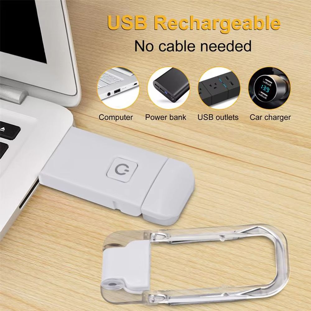 USB Rechargeable Book Light Brightness Adjustable for Eye-Protection LED Clip on Portable Bookmark Light for Reading in Bed Car