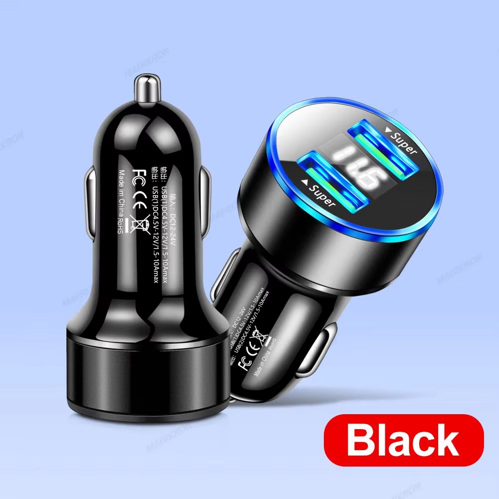 Dual USB 3.1A Car Charger Voltage Display Fast Charging Cigarette Lighter Adapter for iPhone Samsung Mobile Phones QC3.0 Adapter