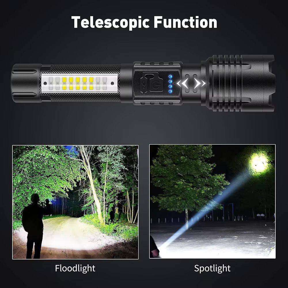 Rechargeable LED Flashlights, Super Bright Flash Light, 7 Modes with COB Work Light, Adjustable Powerful Handheld Flashlight