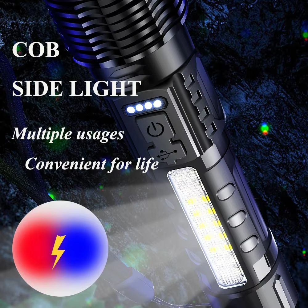 Rechargeable LED Flashlights, Super Bright Flash Light, 7 Modes with COB Work Light, Adjustable Powerful Handheld Flashlight