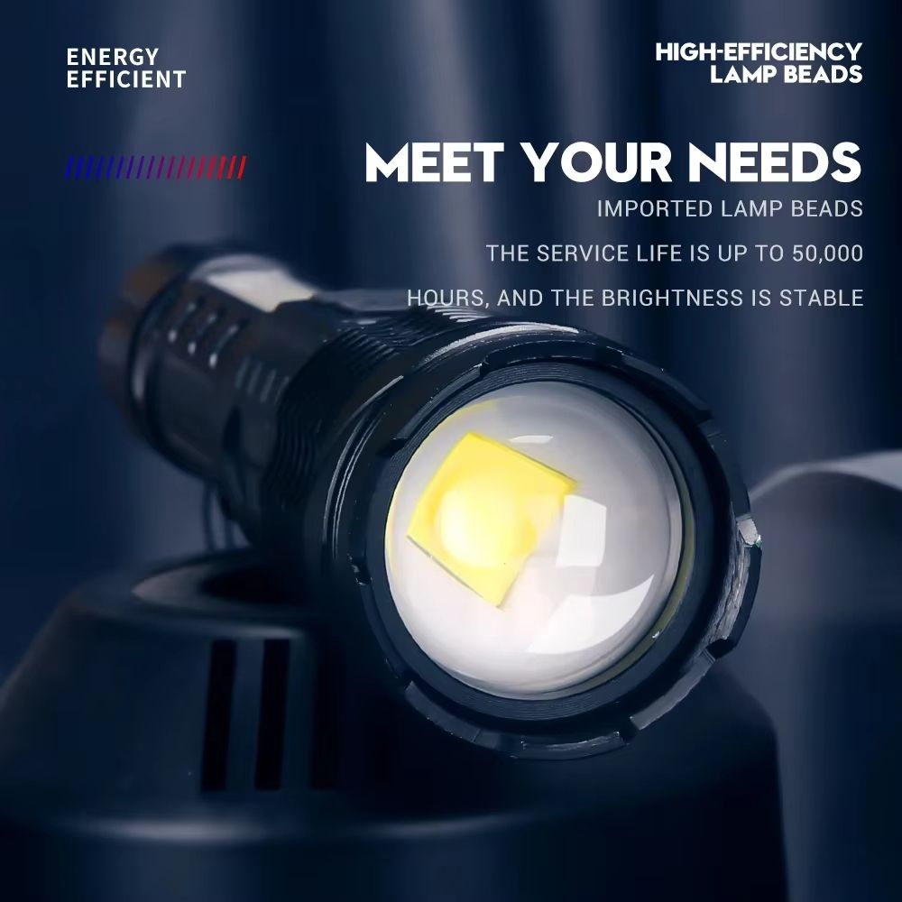 Rechargeable LED Flashlights, Super Bright Flash Light, 7 Modes with COB Work Light, Adjustable Powerful Handheld Flashlight