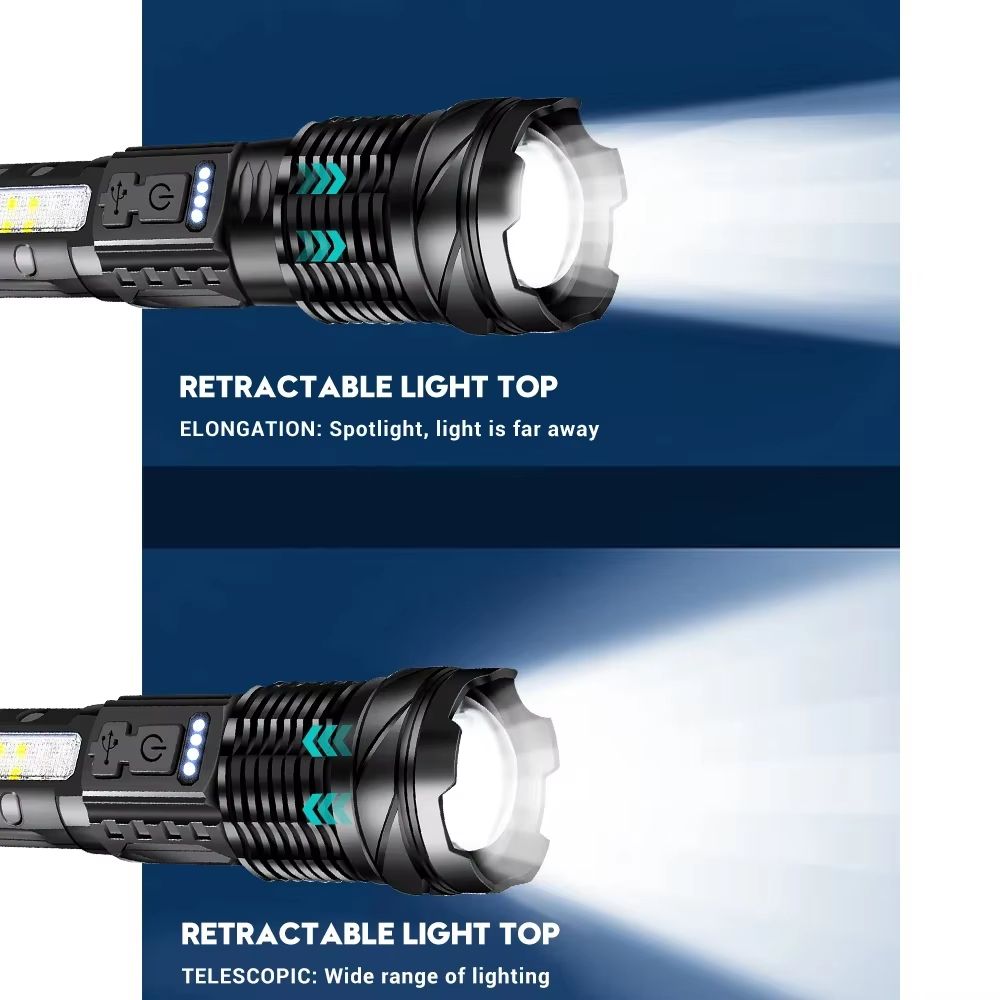 Rechargeable LED Flashlights, Super Bright Flash Light, 7 Modes with COB Work Light, Adjustable Powerful Handheld Flashlight