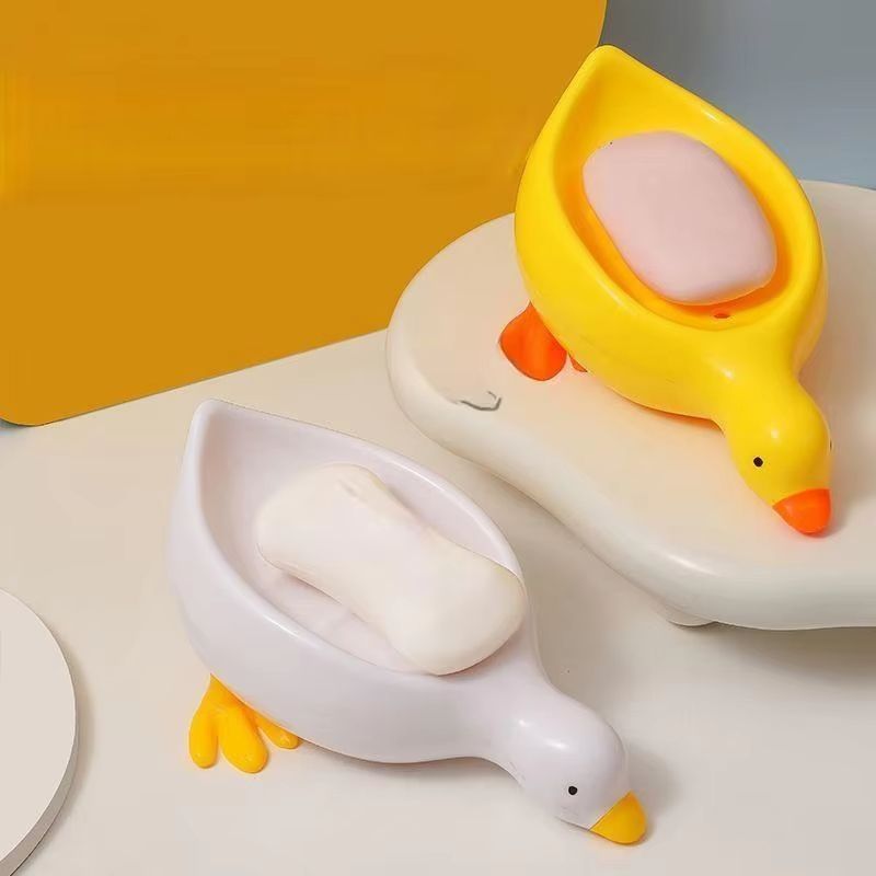 Soap Tray Self-draining Soap Rack Cute Duck-shaped Creative Rack for Shower Bathroom Kitchen Tub Sink Tray Bracket Bathroom
﻿