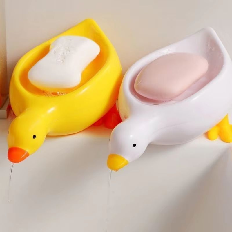 Soap Tray Self-draining Soap Rack Cute Duck-shaped Creative Rack for Shower Bathroom Kitchen Tub Sink Tray Bracket Bathroom
﻿