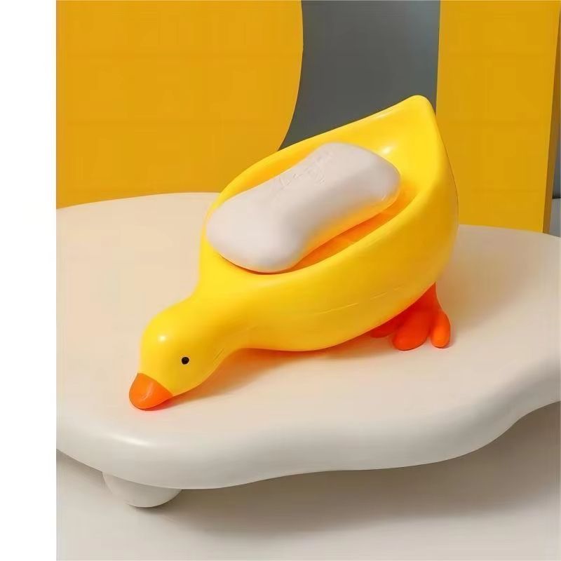 Soap Tray Self-draining Soap Rack Cute Duck-shaped Creative Rack for Shower Bathroom Kitchen Tub Sink Tray Bracket Bathroom
﻿