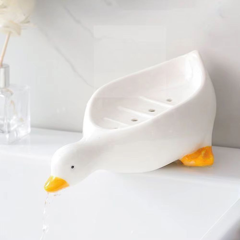 Soap Tray Self-draining Soap Rack Cute Duck-shaped Creative Rack for Shower Bathroom Kitchen Tub Sink Tray Bracket Bathroom
﻿