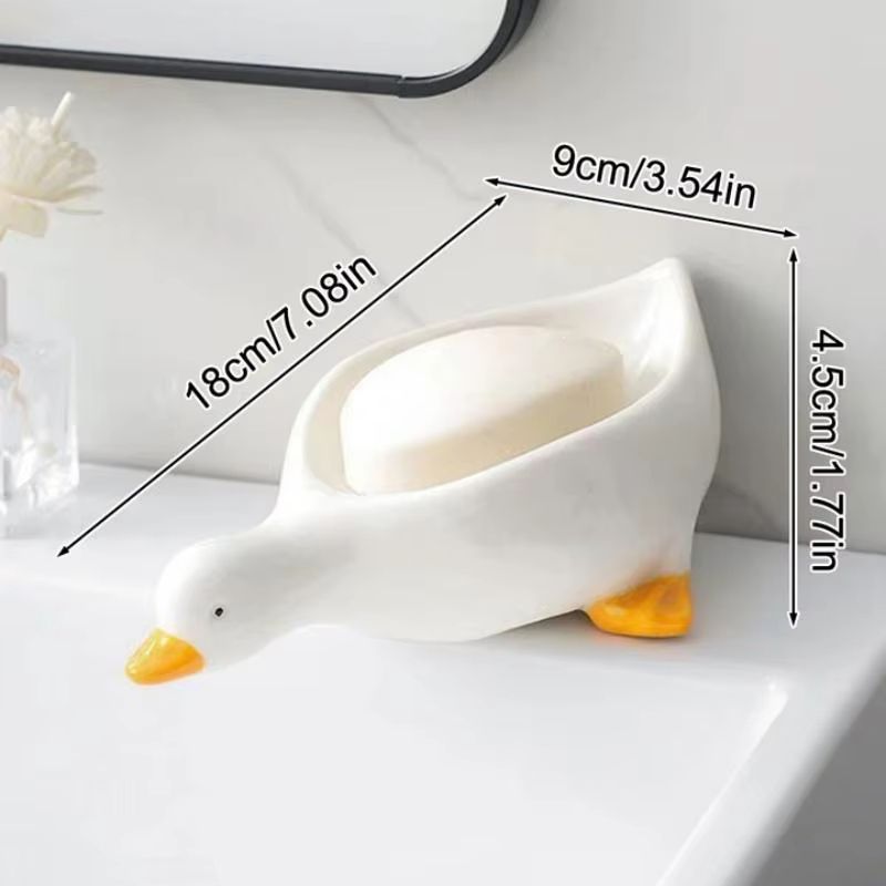 Soap Tray Self-draining Soap Rack Cute Duck-shaped Creative Rack for Shower Bathroom Kitchen Tub Sink Tray Bracket Bathroom
﻿