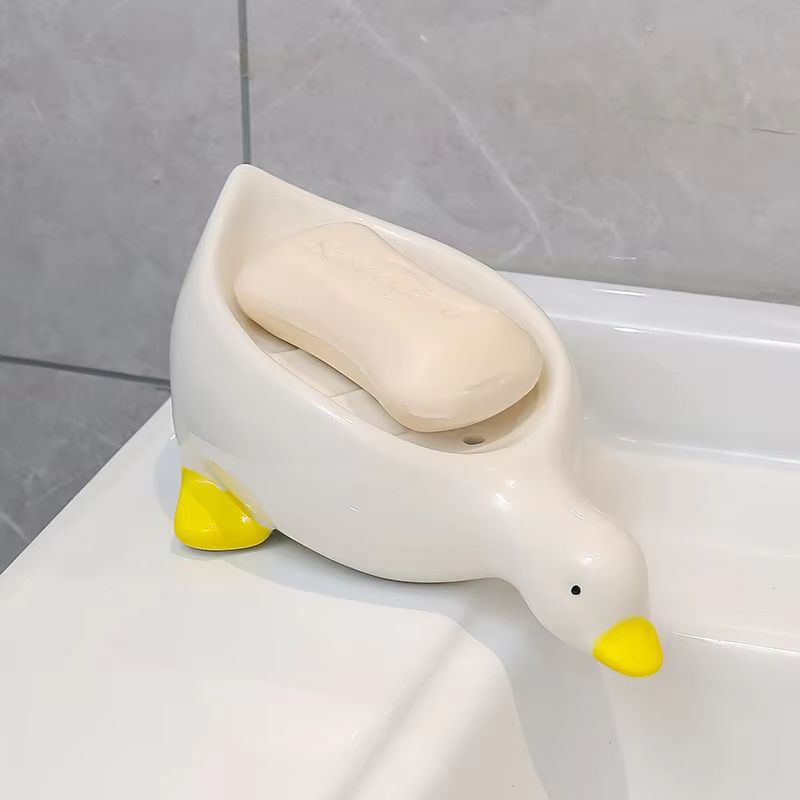 Soap Tray Self-draining Soap Rack Cute Duck-shaped Creative Rack for Shower Bathroom Kitchen Tub Sink Tray Bracket Bathroom
﻿