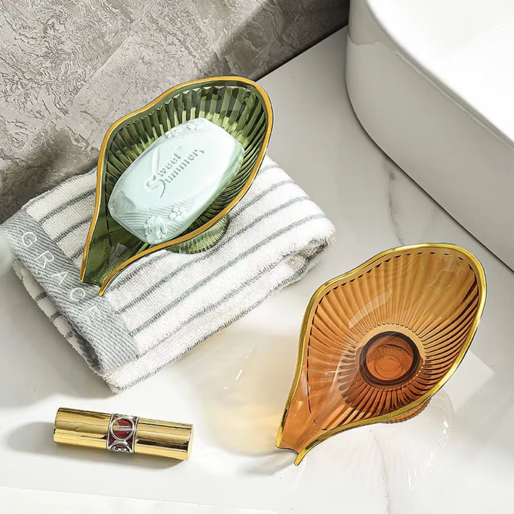 1pc No punching soap box storage rack countertop drain rack gold hot storage box face washing soap storage bathroom supplies