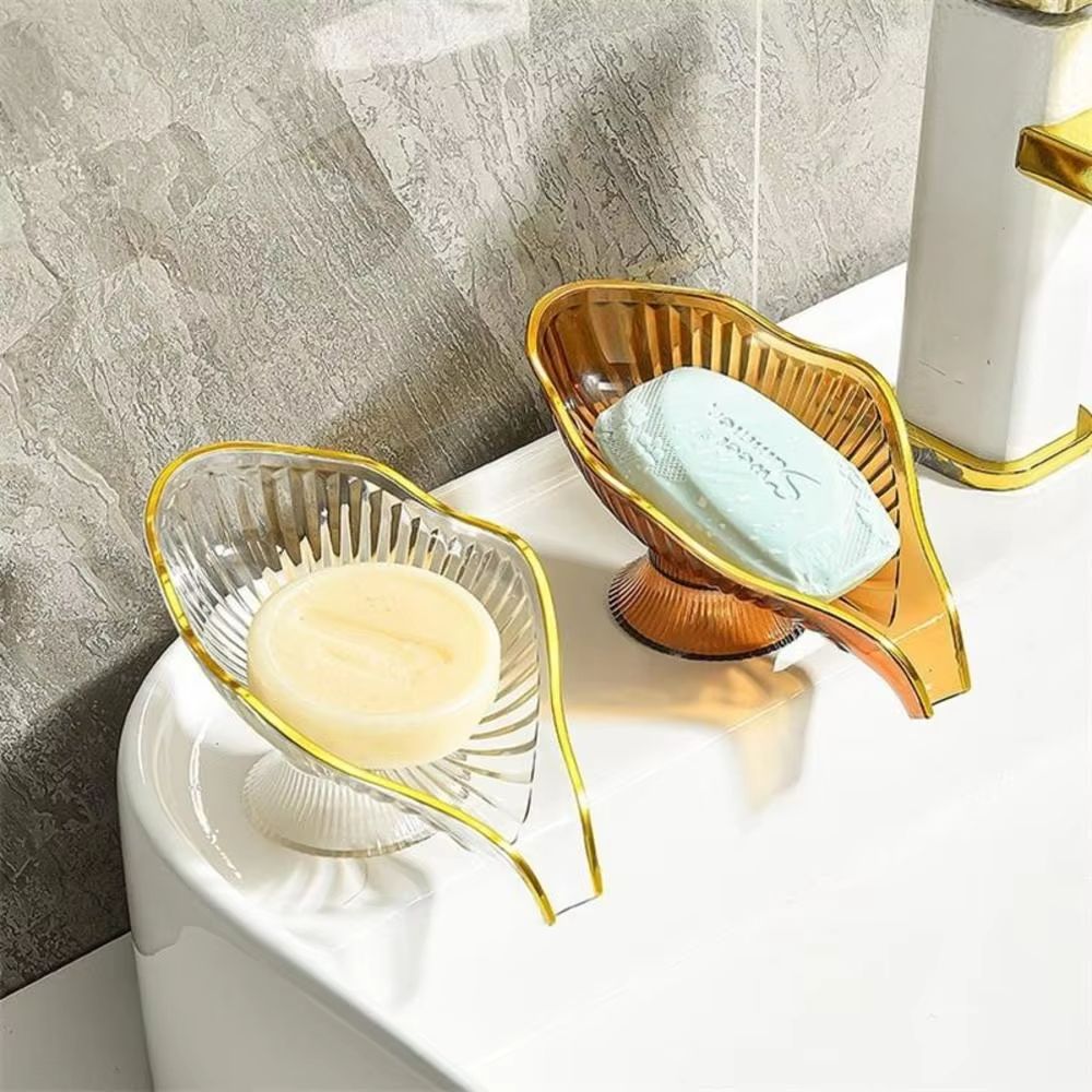 1pc No punching soap box storage rack countertop drain rack gold hot storage box face washing soap storage bathroom supplies