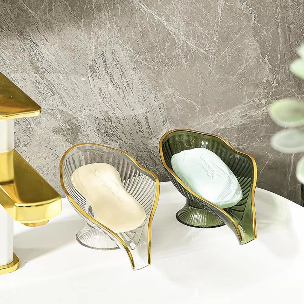 1pc No punching soap box storage rack countertop drain rack gold hot storage box face washing soap storage bathroom supplies