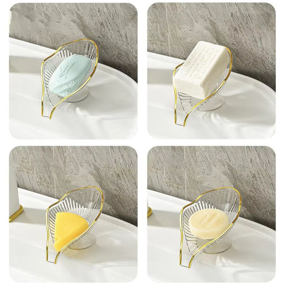 1pc No punching soap box storage rack countertop drain rack gold hot storage box face washing soap storage bathroom supplies