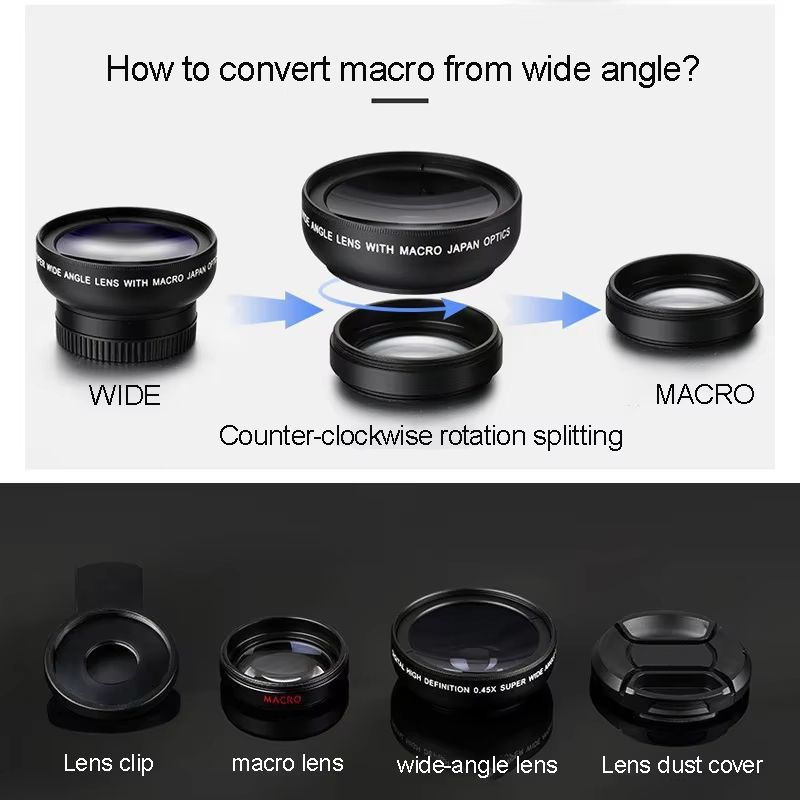 Mobile Phone 37MM 0.45X 49UV Super Wide-angle + Macro Lens For Mobile Camera For Phone Cell Phone Accessories Smartphone Support
