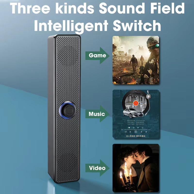 PC Soundbar Wired and Wireless 5.0 Bluetooth Speaker USB Powered Soundbar for Computer TV PC Laptop Gaming Home Theater Surround