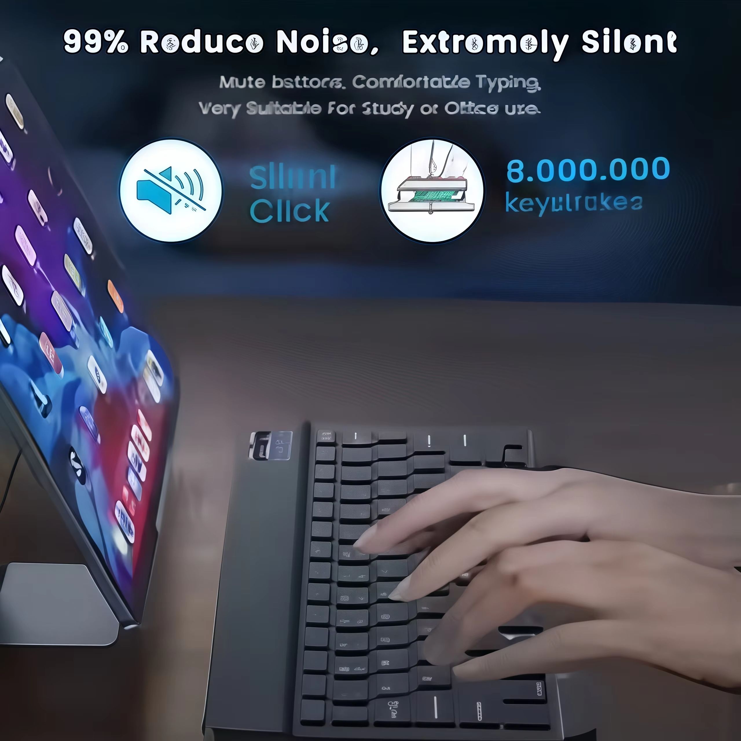 Rechargeable Bluetooth Keyboard–78 Keys Wireless Keyboard for Laptop,Tablet,iPad,Android,iOS&Windows (Multi-Device Compatible)