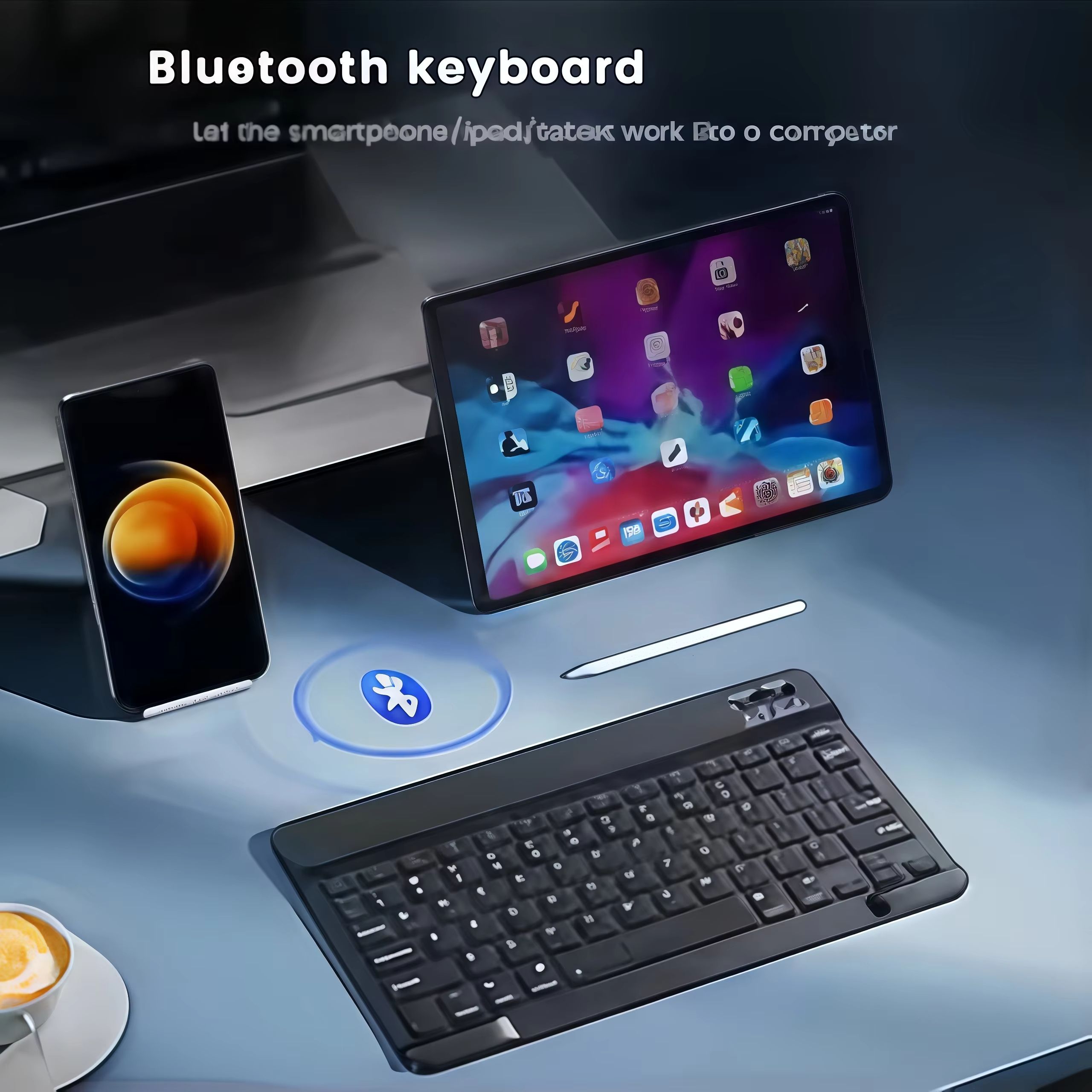 Rechargeable Bluetooth Keyboard–78 Keys Wireless Keyboard for Laptop,Tablet,iPad,Android,iOS&Windows (Multi-Device Compatible)