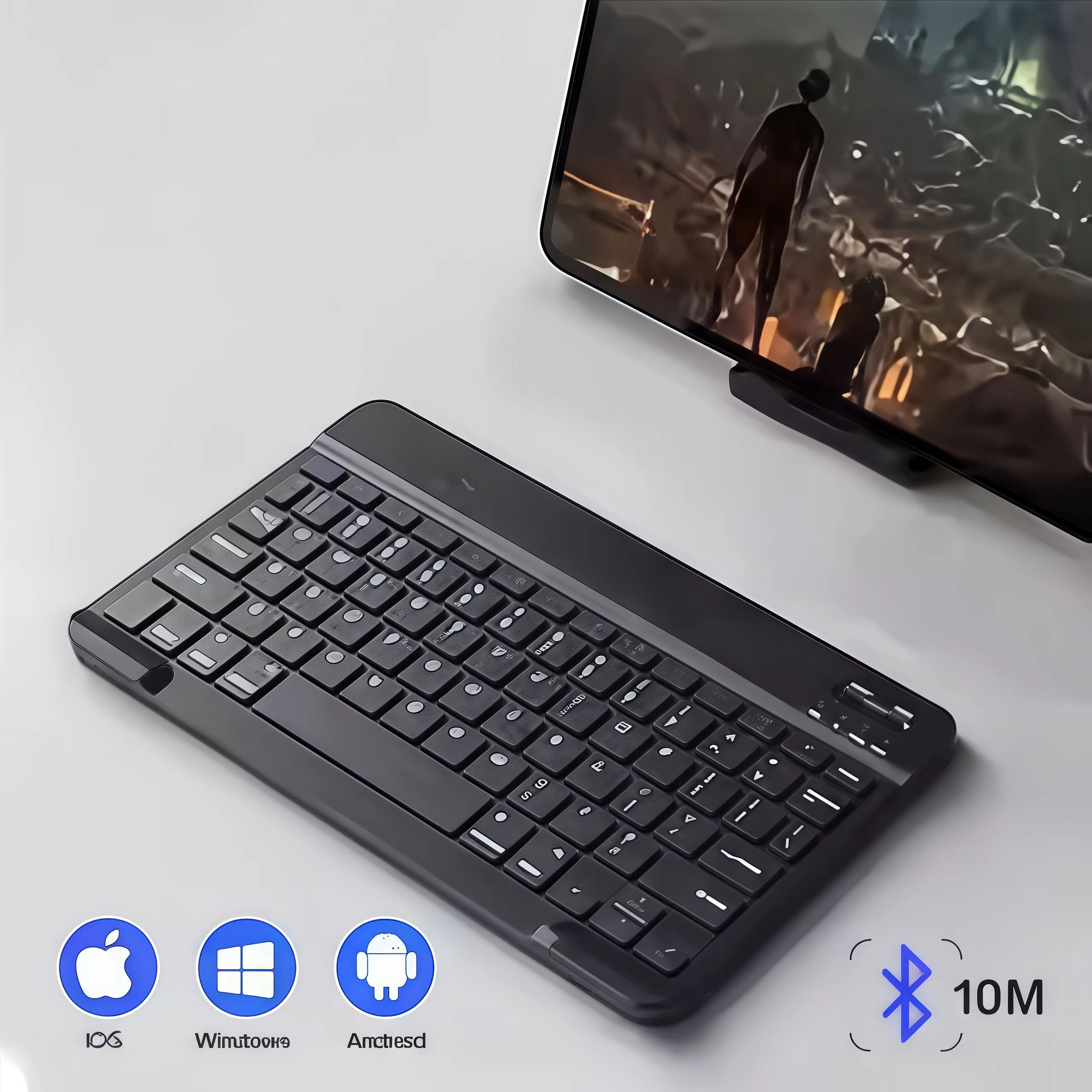 Rechargeable Bluetooth Keyboard–78 Keys Wireless Keyboard for Laptop,Tablet,iPad,Android,iOS&Windows (Multi-Device Compatible)