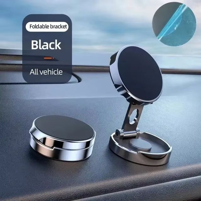 Car Mobile Phone Stand 720 Degree Rotation Metal Magnetic Suction Foldable Round Bracket Support for Universal Phones Holder