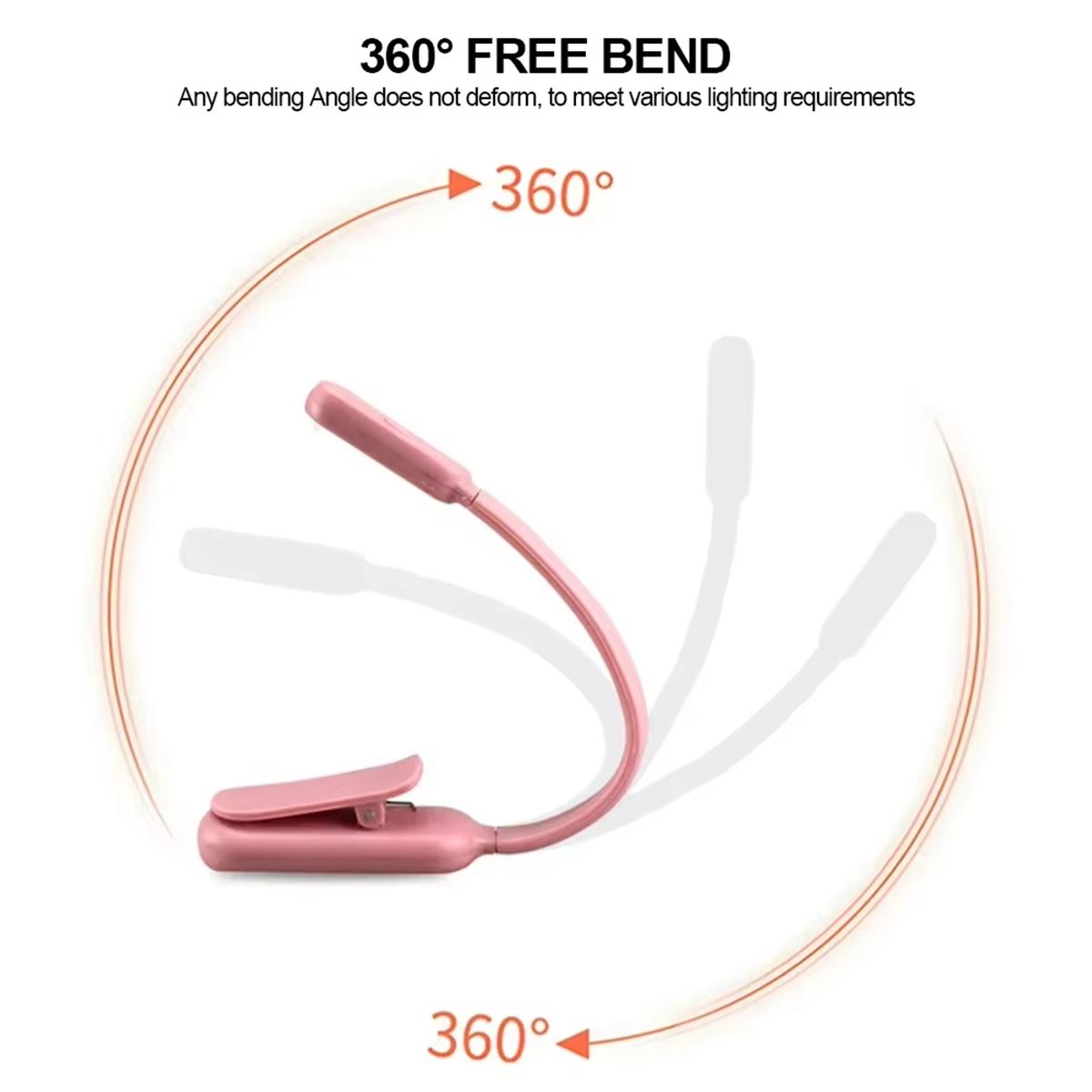 Usb Rechargeable Mini Led Book Light 360° Bending Angle 3-colors Stepless Brightness Clip-on Reading Lights Lamp Clip Night Desk