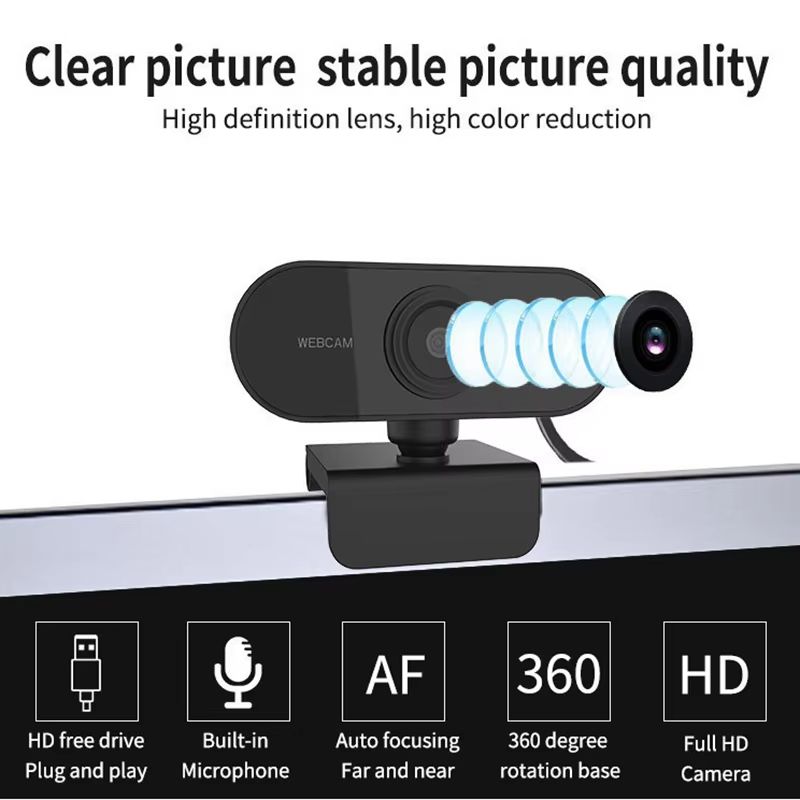 1080P HD Mini Webcam Microphone USB Interface Supports Laptop Desktop Computer Suitable Live Video Call Conference