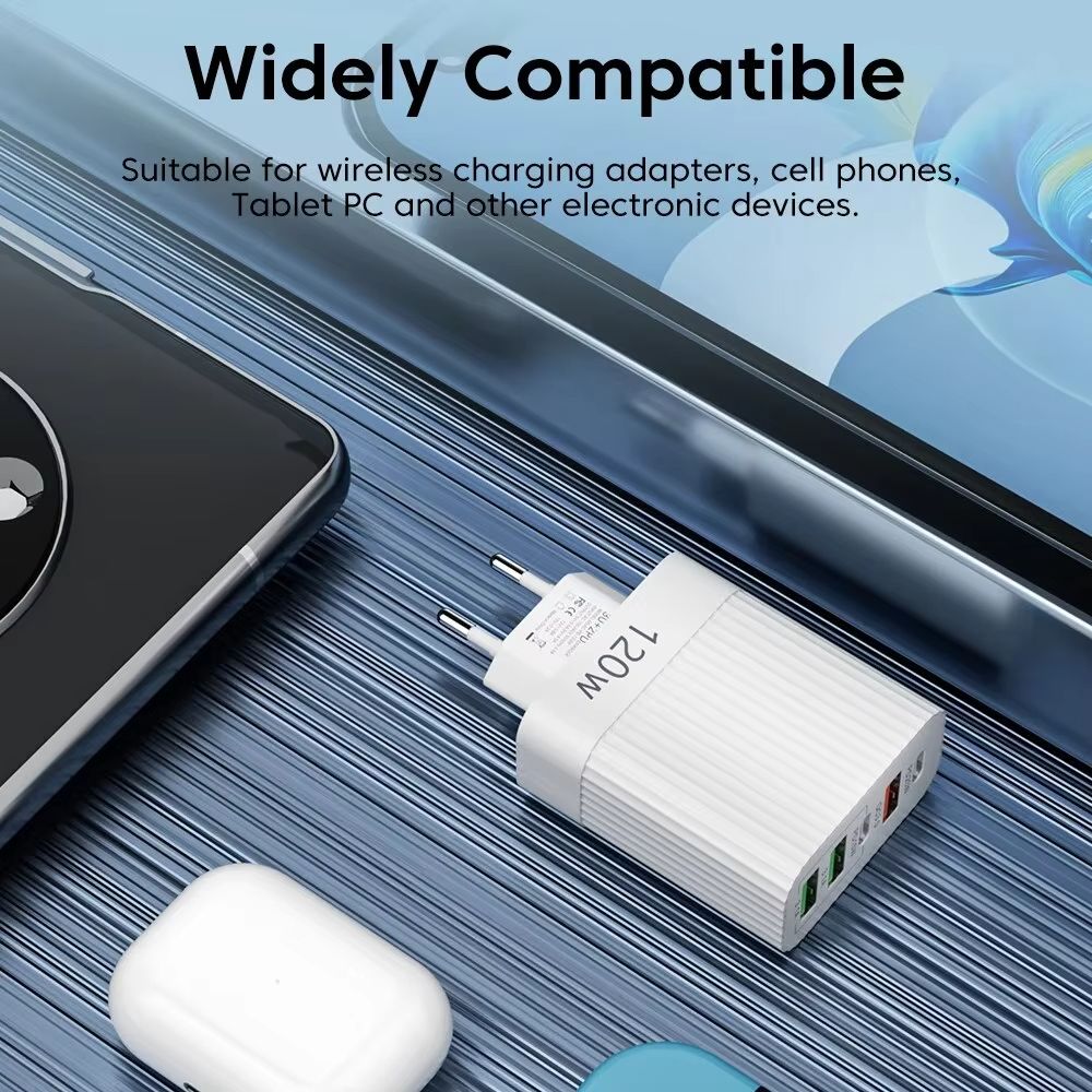 120W GaN Fast Charger Head Ultra Charger 5port 3 USB 2 Type C PD 20W Charger Quick High Speed Charging For iPhone Xiaomi Samsung