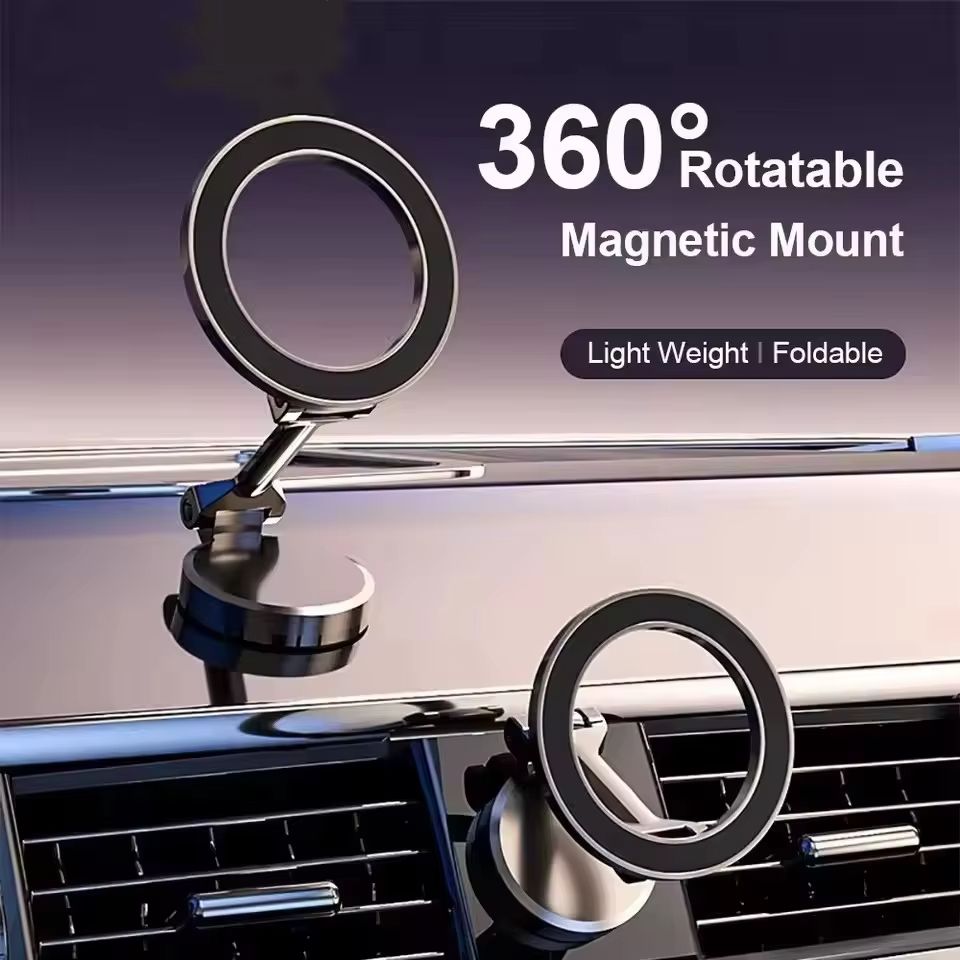 Magnetic Car Phone Holder 360 Degree Rotation Foldable Phone Mount Suction Cup Car Navigation Phone Holder For iPhone Samsung