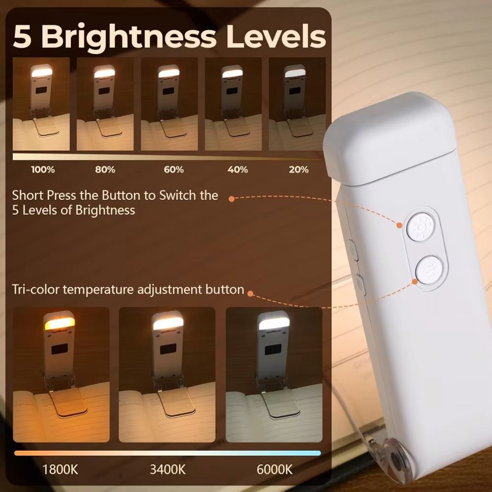 LED Reading Light Type-C Charging Book Light Rechargeable Mini Bookmark Light Kids Read Night Light Portable Reading Book Lamp