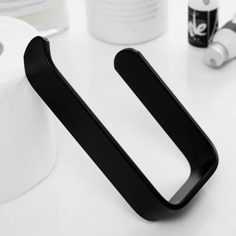 Toilet Paper Holder Tissue Rack Wall Mounted Bathroom Kitchen Roll Holder Paper Tissue Rack Hook Modern Black Hanger