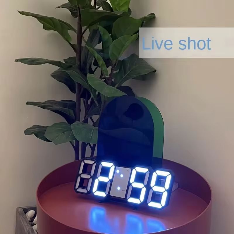 Table 3D LED Digital Alarm Clock Wall Clock Time/Date/Temperature for Home Kitchen Offices Clock Decoration Garden Clocks